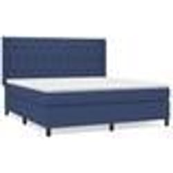 vidaXL Sommier à lattes de lit avec matelas Bleu 160x200 cm Tissu - 160 x 200 cm