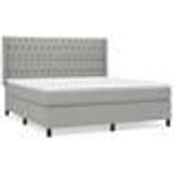 vidaXL Sommier à lattes de lit avec matelas Gris clair 180x200cm Tissu - 180 x 200 cm