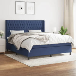 vidaXL Sommier à lattes de lit avec matelas Bleu 180x200 cm Tissu - 180 x 200 cm