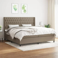 vidaXL Sommier à lattes et matelas 200x200 cm Taupe