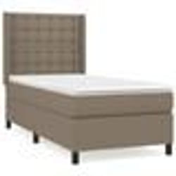 vidaXL Sommier à lattes de lit avec matelas Taupe 80x200 cm Tissu - 80 x 200 cm