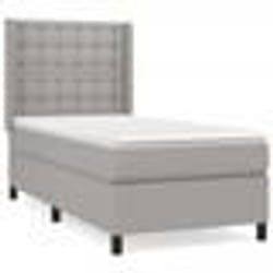 vidaXL Sommier à lattes de lit avec matelas Gris clair 90x200 cm Tissu - 90 x 200 cm