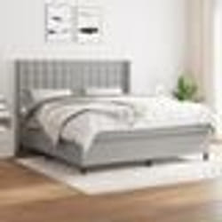 vidaXL Sommier à lattes de lit avec matelas Gris clair 180x200cm Tissu - 180 x 200 cm