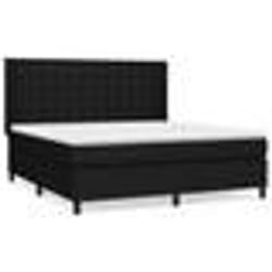 vidaXL Sommier à lattes de lit avec matelas Noir 180x200 cm Tissu - 180 x 200 cm