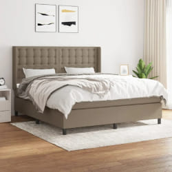 vidaXL Sommier à lattes de lit avec matelas Taupe 180x200 cm Tissu - 180 x 200 cm