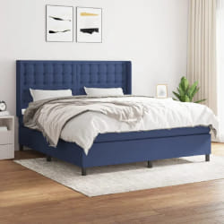 vidaXL Sommier à lattes de lit avec matelas Bleu 180x200 cm Tissu - 180 x 200 cm