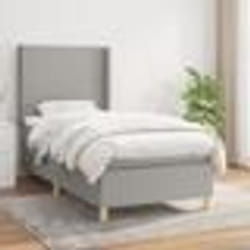 vidaXL Sommier à lattes de lit et matelas Gris clair 90x190 cm Tissu - 90 x 190 cm