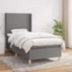 vidaXL Sommier à lattes de lit et matelas Gris foncé 90x190 cm Tissu - 90 x 190 cm