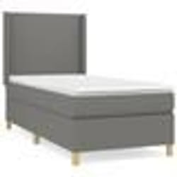 vidaXL Sommier à lattes de lit avec matelas Gris foncé 90x200 cm Tissu - 90 x 200 cm