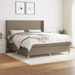 vidaXL Sommier à lattes de lit avec matelas Taupe 160x200 cm Tissu - 160 x 200 cm