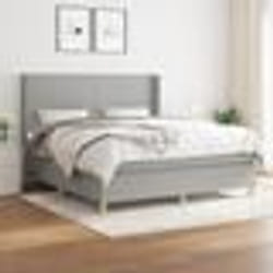 vidaXL Sommier à lattes de lit avec matelas Gris clair 180x200cm Tissu - 180 x 200 cm