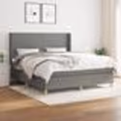 vidaXL Sommier à lattes de lit avec matelas Gris foncé 180x200cm Tissu - 180 x 200 cm