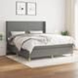vidaXL Sommier à lattes de lit avec matelas Gris foncé 180x200cm Tissu - 180 x 200 cm