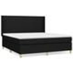 vidaXL Sommier à lattes de lit avec matelas Noir 180x200 cm Tissu - 180 x 200 cm