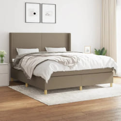 vidaXL Sommier à lattes de lit avec matelas Taupe 180x200 cm Tissu - 180 x 200 cm