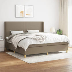 vidaXL Sommier à lattes de lit avec matelas Taupe 200x200 cm Tissu - 200 x 200 cm