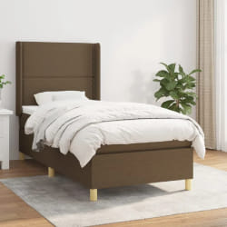 vidaXL Sommier 90x200 cm - Marron foncé Tissu