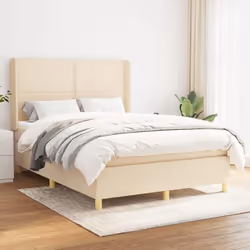 3131910 vidaXL Lit à sommier tapissier avec matelas Crème 140x190 cm Tissu