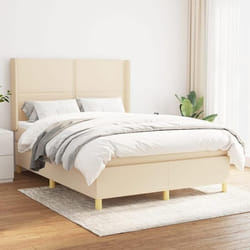 3131910 vidaXL Lit à sommier tapissier avec matelas Crème 140x190 cm Tissu
