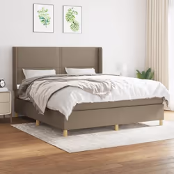 3131925 vidaXL Lit à sommier tapissier avec matelas Taupe 160x200 cm Tissu