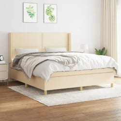 vidaXL Sommier tissu crème 180x200 cm