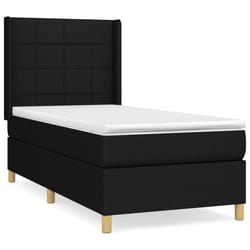 vidaXL Sommier à lattes de lit avec matelas Noir 90x190 cm Tissu - 90 x 190 cm