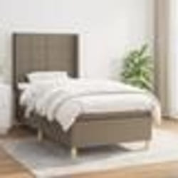vidaXL Sommier à lattes de lit avec matelas Taupe 90x190 cm Tissu - 90 x 190 cm