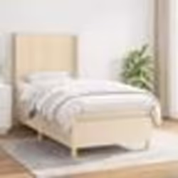 vidaXL Sommier à lattes de lit avec matelas Crème 100x200 cm Tissu - 100 x 200 cm