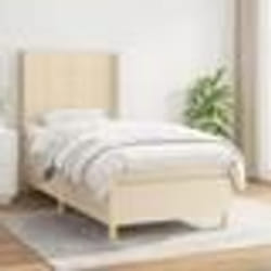 vidaXL Sommier à lattes de lit avec matelas Crème 100x200 cm Tissu - 100 x 200 cm