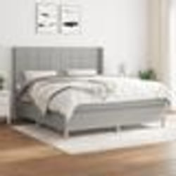 vidaXL Sommier à lattes de lit avec matelas Gris clair 160x200cm Tissu - 160 x 200 cm