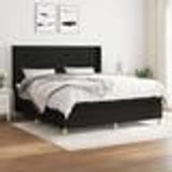 vidaXL Sommier à lattes de lit avec matelas Noir 160x200 cm Tissu - 160 x 200 cm