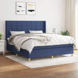 vidaXL Sommier à lattes de lit avec matelas Bleu 160x200 cm Tissu - 160 x 200 cm