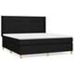 vidaXL Sommier à lattes de lit avec matelas Noir 180x200 cm Tissu - 180 x 200 cm