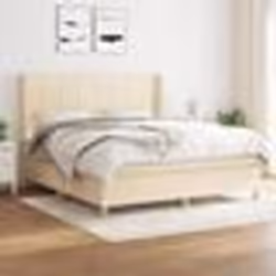 vidaXL Sommier à lattes de lit avec matelas Crème 180x200 cm Tissu - 180 x 200 cm