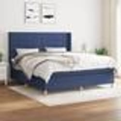 vidaXL Sommier à lattes de lit avec matelas Bleu 180x200 cm Tissu - 180 x 200 cm