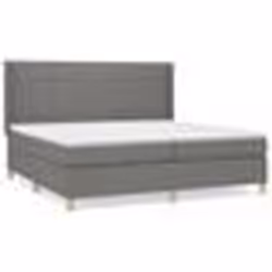 vidaXL Sommier à lattes de lit avec matelas Gris foncé 200x200cm Tissu - 200 x 200 cm