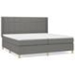 vidaXL Sommier à lattes de lit avec matelas Gris foncé 200x200cm Tissu - 200 x 200 cm