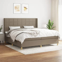vidaXL Sommier à lattes de lit avec matelas Taupe 200x200 cm Tissu - 200 x 200 cm