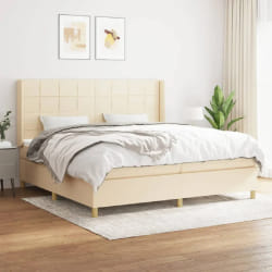 vidaXL Sommier à lattes de lit avec matelas Crème 200x200 cm Tissu - 200 x 200 cm