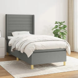 vidaXL Sommier à lattes de lit et matelas Gris foncé - 90x190 cm
