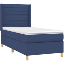 vidaXL Sommier à lattes de lit avec matelas Bleu 90x190 cm Tissu - 90 x 190 cm