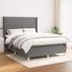 vidaXL Sommier à lattes de lit avec matelas Gris foncé 140x190cm Tissu - 140 x 190 cm