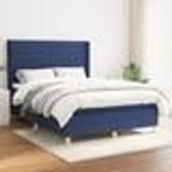 vidaXL Sommier à lattes de lit avec matelas Bleu 140x200 cm Tissu - 140 x 200 cm