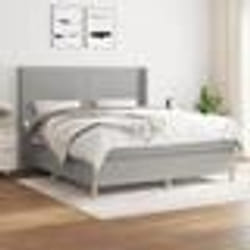 vidaXL Sommier à lattes de lit avec matelas Gris clair 180x200cm Tissu - 180 x 200 cm
