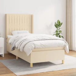 vidaXL Sommier à lattes avec matelas - Crème 90x200 cm