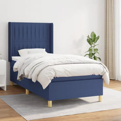 vidaXL Sommier à lattes de lit avec matelas Bleu 90x200 cm Tissu - 90 x 200 cm