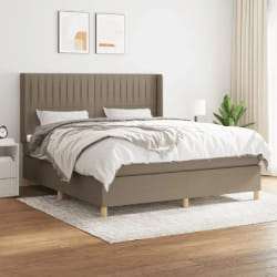 vidaXL Sommier à lattes de lit avec matelas Taupe 160x200 cm Tissu - 160 x 200 cm