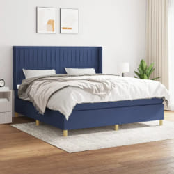 vidaXL Sommier à lattes de lit avec matelas Bleu 160x200 cm Tissu - 160 x 200 cm