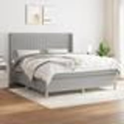 vidaXL Sommier à lattes de lit avec matelas Gris clair 180x200cm Tissu - 180 x 200 cm