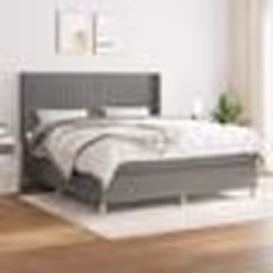vidaXL Sommier à lattes de lit avec matelas Gris foncé 180x200cm Tissu - 180 x 200 cm